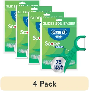 (4 pack) Oral-B Floss, Glide Mint Dental Floss Picks with Long Lasting Scope Flavor, 75 Picks (4 pack) Oral-B Floss, Glide Mint Dental Floss Picks with Long Lasting Scope Flavor, 75 Picks