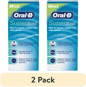 (2 pack) Oral-B Floss, Super Floss Pre-Cut Strands Dental Floss, Mint, 50 Count (2 pack) Oral-B Floss, Super Floss Pre-Cut Strands Dental Floss, Mint, 50 Count