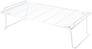 Mainstays Metal Wire Stacking Shelf Organizer for Kitchen Cabinet and Pantry Storage, 22" x 10" x 7", White Mainstays Metal Wire Stacking Shelf Organizer for Kitchen Cabinet and Pantry Storage, 22" x 10" x 7", White