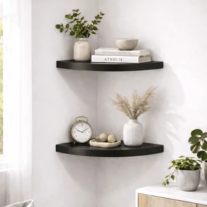 Mainstays 9.5 in Black Corner Shelves, Set of 2 Mainstays 9.5 in Black Corner Shelves, Set of 2