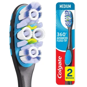 Colgate 360 Floss-Tip Toothbrush Pack, Medium Adult Toothbrushes, 2 Pack Colgate 360 Floss-Tip Toothbrush Pack, Medium Adult Toothbrushes, 2 Pack