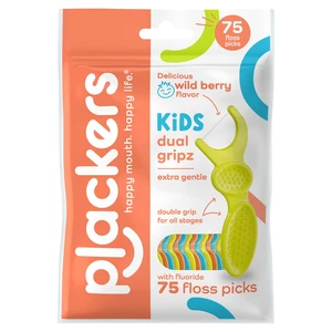 Plackers® Kids Dual Gripz Floss Picks, Gentle, Tuffloss®, Wild Berry Flavor, Dual Gripz for All Stages, with Fluoride, 75 Count Plackers® Kids Dual Gripz Floss Picks, Gentle, Tuffloss®, Wild Berry Flavor, Dual Gripz for All Stages, with Fluoride, 75 Count