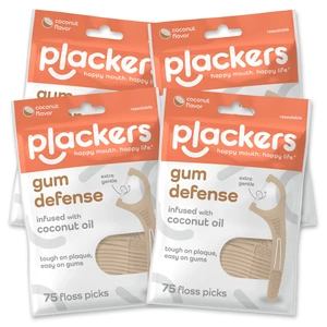 Plackers Gum Defense Floss Picks with Coconut Oil, Refreshing Coconut Flavor, GentleFloss, 75 Count (Pack of 4) Plackers Gum Defense Floss Picks with Coconut Oil, Refreshing Coconut Flavor, GentleFloss, 75 Count (Pack of 4)