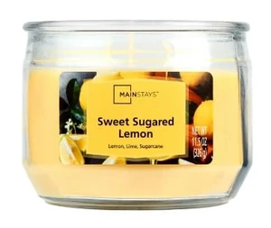 Mainstays 3-Wick Glass Jar Candle, Sweet Sugared Lemon, Yellow, 11.5 oz Mainstays 3-Wick Glass Jar Candle, Sweet Sugared Lemon, Yellow, 11.5 oz