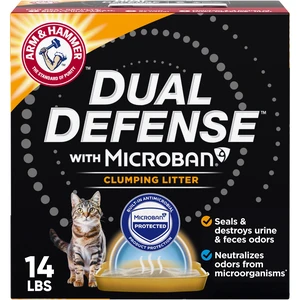 ARM & HAMMER Dual Defense with Microban Clumping Cat Litter for Multi-Cat Households, 14 lbs ARM & HAMMER Dual Defense with Microban Clumping Cat Litter for Multi-Cat Households, 14 lbs