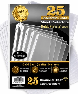 GOLD SEAL Sheet Protectors, 25 Pack 8.5 x 11 Anti-Glare Sheet Protectors for 3 Ring Binder, Top Load Page Protectors for 3 Ring Binder, Durable Clear Plastic Sleeves GOLD SEAL Sheet Protectors, 25 Pack 8.5 x 11 Anti-Glare Sheet Protectors for 3 Ring Binder, Top Load Page Protectors for 3 Ring Binder, Durable Clear Plastic Sleeves