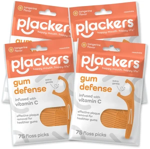 Plackers® Gum Defense Floss Picks with Vitamin C, Energizing Tangerine Flavor, GentleFloss, 4 Pack of 75 Plackers® Gum Defense Floss Picks with Vitamin C, Energizing Tangerine Flavor, GentleFloss, 4 Pack of 75