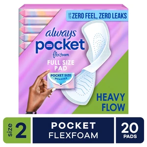 Always Pocket with FlexFoam Pads, Size 2, Heavy Flow, Wings, 20 Count Always Pocket with FlexFoam Pads, Size 2, Heavy Flow, Wings, 20 Count