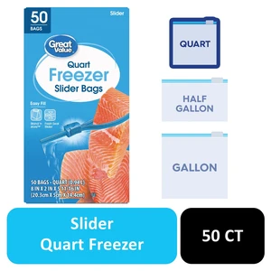 Great Value Slider Zipper Freezer Bags, Quart, 50 Count Great Value Slider Zipper Freezer Bags, Quart, 50 Count