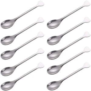 Mini Dessert Spoons Set of 10, Stainless Steel Demitasse Espresso Coffee Spoons, Small Spoons for Dessert, Tea, Appetizer - Heart-Shaped Handle, 4.5-Inch Mini Dessert Spoons Set of 10, Stainless Steel Demitasse Espresso Coffee Spoons, Small Spoons for Dessert, Tea, Appetizer - Heart-Shaped Handle, 4.5-Inch