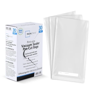 Mainstays Pint Vacuum Sealer Bags, 6 in x 10 in, 30 Count, BPA-Free, for Food Storage and Sous Vide, Works With All Brands Mainstays Pint Vacuum Sealer Bags, 6 in x 10 in, 30 Count, BPA-Free, for Food Storage and Sous Vide, Works With All Brands