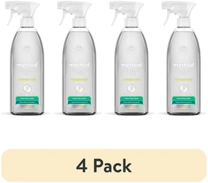 (4 pack) method Daily Shower Cleaner Spray, Eucalyptus Mint - Removes Soap Scum from Bathroom Tiles, Doors, Bathtubs, Glass & More, No Rinse Required, 28 fl oz (4 pack) method Daily Shower Cleaner Spray, Eucalyptus Mint - Removes Soap Scum from Bathroom Tiles, Doors, Bathtubs, Glass & More, No Rinse Required, 28 fl oz