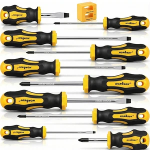 HORUSDY 11-Pieces Magnetic Screw driver, Magnetic 5 Phillips and 5 Flat Head Tips for Fastening and Loosening Seized HORUSDY 11-Pieces Magnetic Screw driver, Magnetic 5 Phillips and 5 Flat Head Tips for Fastening and Loosening Seized