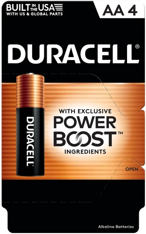 Duracell PowerBoost AA Batteries, 4 pack, Long-lasting Alkaline Power Duracell PowerBoost AA Batteries, 4 pack, Long-lasting Alkaline Power