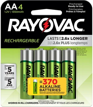 Rayovac Rechargeable AA Batteries (4 Pack), NiMH Double A Batteries Rayovac Rechargeable AA Batteries (4 Pack), NiMH Double A Batteries