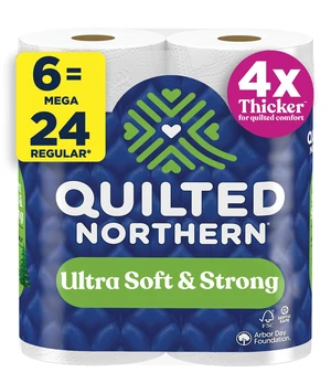 Quilted Northern Ultra Soft Toilet Paper, 6 Mega Rolls = 24 Regular Rolls Quilted Northern Ultra Soft Toilet Paper, 6 Mega Rolls = 24 Regular Rolls