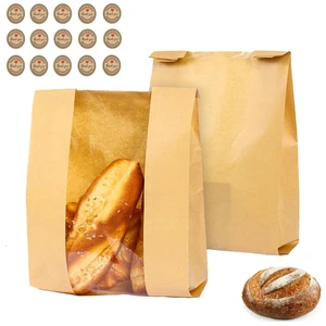 Paper Bread Bags for Sourdough 15Pcs Homemade Bread Gift Bags with Sticker Paper Bread Bags for Sourdough 15Pcs Homemade Bread Gift Bags with Sticker