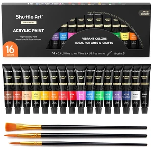 Shuttle Art Acrylic Paint Set, 16 x12ml Tubes Artist Quality Non Toxic Rich Pigments Colors Great for Kids Adults Professional Painting on Canvas Wood Clay Fabric Ceramic Crafts Shuttle Art Acrylic Paint Set, 16 x12ml Tubes Artist Quality Non Toxic Rich Pigments Colors Great for Kids Adults Professional Painting on Canvas Wood Clay Fabric Ceramic Crafts
