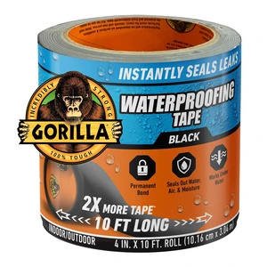 Gorilla Waterproof Patch & Seal Tape Black 4" x 10' Roll Gorilla Waterproof Patch & Seal Tape Black 4" x 10' Roll