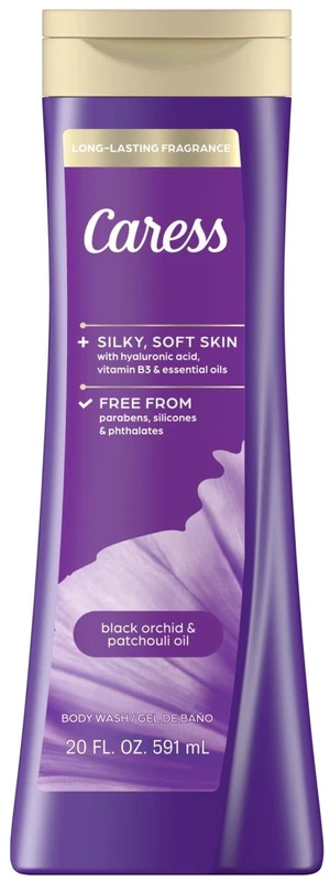 Caress Black Orchid & Patchouli Oil Body Wash, Moisturizing Body Wash with Hyaluronic Acid & Vitamin B3, 20 oz Caress Black Orchid & Patchouli Oil Body Wash, Moisturizing Body Wash with Hyaluronic Acid & Vitamin B3, 20 oz