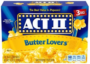 Act II Butter Lovers Microwave Popcorn, 2.75 oz., 3-ct Bags Act II Butter Lovers Microwave Popcorn, 2.75 oz., 3-ct Bags