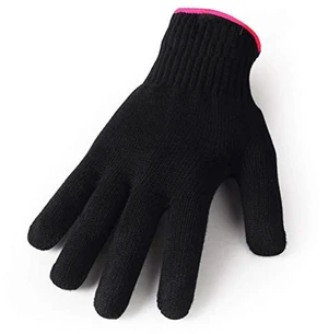 AFT90 Heat Resistant Glove for Hair Styling, Curling Iron, Flat Iron and Curling Wand, Black, Pink Edge, 1 Piece