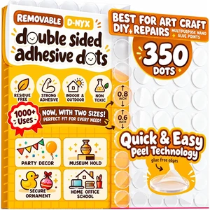 D-NYX Double Sided Tape Adhesive Dots Stickers 280, 350, 450, 550 or 700 Pack Removable Putty No Trace Clear Sticky Tac Blue Sticky Tack Balloon Tassels Picture Hanging Strips (350 Sticky Dots) D-NYX Double Sided Tape Adhesive Dots Stickers 280, 350, 450, 550 or 700 Pack Removable Putty No Trace Clear Sticky Tac Blue Sticky Tack Balloon Tassels Picture Hanging Strips (350 Sticky Dots)