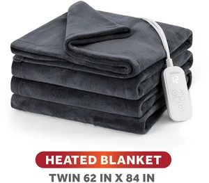 Sunbeam Heated Electric Microplush Bed Blanket, Greystone, Twin Size, 12 Heat Settings, 62 x 84 in Sunbeam Heated Electric Microplush Bed Blanket, Greystone, Twin Size, 12 Heat Settings, 62 x 84 in