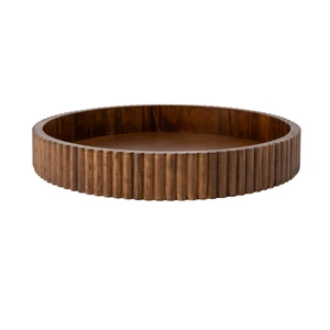 Better Homes & Gardens Ribbed Wood Decorative Tray, Walnut, 16.4 in