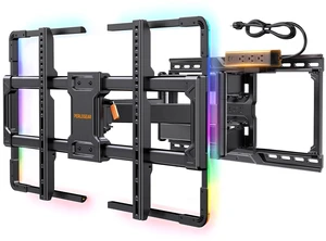 Full Motion TV Wall Mount with LED & Power Strip for 4295" TVs Holds 150 lbs, Wall Mount TV Bracket with Tool-Free Tilt, Swivel, Extension, Fits 12"/16"/24" Wood Studs, Max VESA 600x400mm Full Motion TV Wall Mount with LED & Power Strip for 4295" TVs Holds 150 lbs, Wall Mount TV Bracket with Tool-Free Tilt, Swivel, Extension, Fits 12"/16"/24" Wood Studs, Max VESA 600x400mm