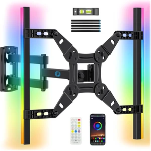 Full Motion TV Wall Mount with LED Light for 1343 inch TVs Max VESA 200x200mm, RGB backlight with music sync for immersive viewing, extension, swivel, tilt, rotation, 44 lbs Full Motion TV Wall Mount with LED Light for 1343 inch TVs Max VESA 200x200mm, RGB backlight with music sync for immersive viewing, extension, swivel, tilt, rotation, 44 lbs
