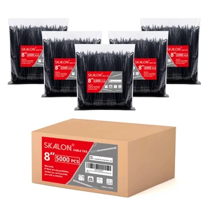Zip Ties 8 inch (5000 Pack), 40lbs Tensile Strength, Black Cable Ties, Wire Ties for indoor and outdoor use, by Zip Ties 8 inch (5000 Pack), 40lbs Tensile Strength, Black Cable Ties, Wire Ties for indoor and outdoor use, by