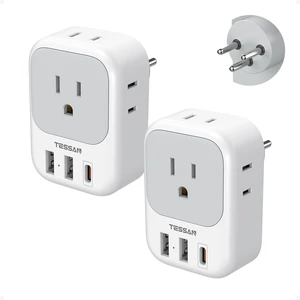 Israel Adapter Plug, 2 Pack, Type H Travel Adaptor US to Israel Power Adapter, 3 USB Ports (1 USB C Port), 4 American Outlets, Type H Travel Adaptor for USA to Jerusalem Israel Adapter Plug, 2 Pack, Type H Travel Adaptor US to Israel Power Adapter, 3 USB Ports (1 USB C Port), 4 American Outlets, Type H Travel Adaptor for USA to Jerusalem