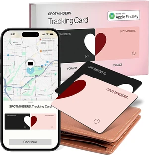 SPOTMINDERS Apple MFi Certified Wallet Tracker 2-Pack Black & Pink (iOS Only) Travel Pack for Couples 0.07in Works with Apple Find My Rechargeable Tracking Card Slim Item Finder for Luggage, Passport SPOTMINDERS Apple MFi Certified Wallet Tracker 2-Pack Black & Pink (iOS Only) Travel Pack for Couples 0.07in Works with Apple Find My Rechargeable Tracking Card Slim Item Finder for Luggage, Passport