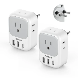 Switzerland Travel Plug Adapter, Type J Plug, 2 Pack 4 Outlets, 3 USB Charging Ports (1 USB C), US to Switzerland, Liechtenstein, Rwanda Switzerland Travel Plug Adapter, Type J Plug, 2 Pack 4 Outlets, 3 USB Charging Ports (1 USB C), US to Switzerland, Liechtenstein, Rwanda