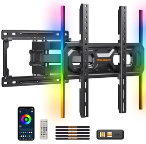 Full Motion TV Wall Mount with LED Light for 2665 inch TVs Max VESA 400x400mm, RGB backlight with music sync for immersive viewing, extension, swivel, tilt and leveling, up to 99 lbs Full Motion TV Wall Mount with LED Light for 2665 inch TVs Max VESA 400x400mm, RGB backlight with music sync for immersive viewing, extension, swivel, tilt and leveling, up to 99 lbs