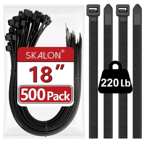 Large Zip Ties 18 Inch (500 Pack) - Heavy Duty, 220 lb Tensile Strength, Black Cable Ties, Extra Long Wire Ties Large Zip Ties 18 Inch (500 Pack) - Heavy Duty, 220 lb Tensile Strength, Black Cable Ties, Extra Long Wire Ties