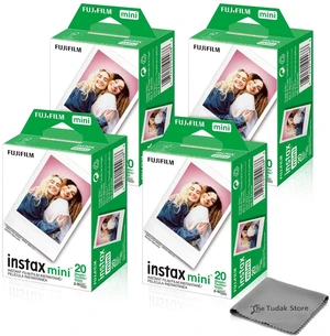 Instax Mini Instant Film, 80 Sheets White Daylight ISO 800 for Instax Mini 13, 12, 11, 41 Cameras Bundeld with The Tudak Store Microfiber Cleaning Cloth Instax Mini Instant Film, 80 Sheets White Daylight ISO 800 for Instax Mini 13, 12, 11, 41 Cameras Bundeld with The Tudak Store Microfiber Cleaning Cloth