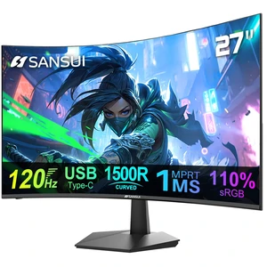 Curved Monitor 27 inch 120Hz USB Type-C Computer Monitor with Speakers Built inFHD 1080pHDR110% sRGB1500RVESA Compatible,for Tablet,Desktop,Laptop and PC Work Gaming Curved Monitor 27 inch 120Hz USB Type-C Computer Monitor with Speakers Built inFHD 1080pHDR110% sRGB1500RVESA Compatible,for Tablet,Desktop,Laptop and PC Work Gaming