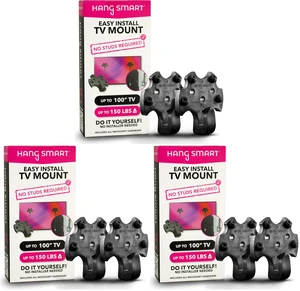 HangSmart TV® Wall Mount NO Stud - Original & Patented Easy Install, DIY for 19-100" TVs, Holds Up to 150LBS, Fits Most LED LCD Flat Screens & Monitors, Includes Hardware (Pack of 3) HangSmart TV® Wall Mount NO Stud - Original & Patented Easy Install, DIY for 19-100" TVs, Holds Up to 150LBS, Fits Most LED LCD Flat Screens & Monitors, Includes Hardware (Pack of 3)
