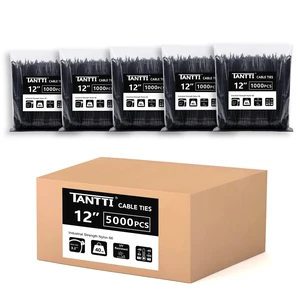 Zip Ties 12 inch, Black Zip Ties 5000 pack, 40lb, Cable Ties, Self-locking Wire ties for indoor and outdoor use, by Zip Ties 12 inch, Black Zip Ties 5000 pack, 40lb, Cable Ties, Self-locking Wire ties for indoor and outdoor use, by