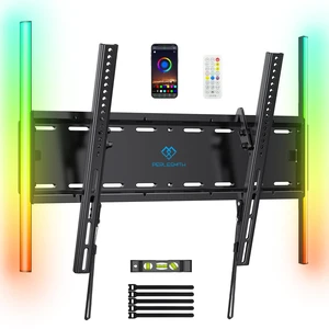 Tilt TV Wall Mount with LED Light, TV Mount for 2660 Inch TVs up to 115 lbs, Low Profile Backlit TV Bracket with Music Sync, Fits 8/16 Wood Studs, Max VESA 400x400mm, PSTVM74B Tilt TV Wall Mount with LED Light, TV Mount for 2660 Inch TVs up to 115 lbs, Low Profile Backlit TV Bracket with Music Sync, Fits 8/16 Wood Studs, Max VESA 400x400mm, PSTVM74B