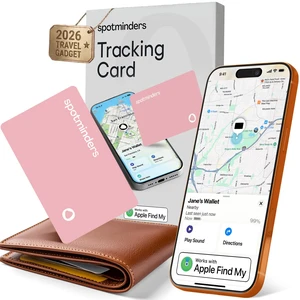 SPOTMINDERS Apple MFi Certified Wallet Tracker Card for Travel Gifts for Women - Works with Apple Find My Rechargeable Tracking Card for Wallet Luggage Passport Purse Slim 0.07in IP68 Pink Item Finder SPOTMINDERS Apple MFi Certified Wallet Tracker Card for Travel Gifts for Women - Works with Apple Find My Rechargeable Tracking Card for Wallet Luggage Passport Purse Slim 0.07in IP68 Pink Item Finder