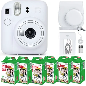 Instax Mini 12 Instant Camera Clay White & 60 Fuji Film Sheets Bundle with Sturdy Tiger Accessories, Carrying Case and 64-Pocket Photo Album Instax Mini 12 Instant Camera Clay White & 60 Fuji Film Sheets Bundle with Sturdy Tiger Accessories, Carrying Case and 64-Pocket Photo Album