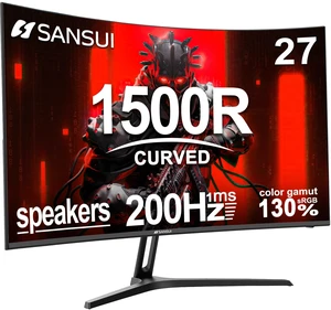 27 Inch Curved Gaming Monitor 200Hz 1ms with Speakers FHD 1080P Computer Monitor FreeSync 1500R 130% sRGB HDR Low Blue Light HDMI DP Ports VESA Mount Metal Stand(HDMI Cable Incl.) 27 Inch Curved Gaming Monitor 200Hz 1ms with Speakers FHD 1080P Computer Monitor FreeSync 1500R 130% sRGB HDR Low Blue Light HDMI DP Ports VESA Mount Metal Stand(HDMI Cable Incl.)