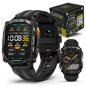 Edge Military Smart Watch for Men, Fitness Tracker, GPS, Black MIL-STD-810H tested, stainless steel, Bluetooth calling, 1.96" AMOLED, 5ATM waterproof swim-ready, for Android and iOS Edge Military Smart Watch for Men, Fitness Tracker, GPS, Black MIL-STD-810H tested, stainless steel, Bluetooth calling, 1.96" AMOLED, 5ATM waterproof swim-ready, for Android and iOS