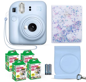 Instax Mini 12 Instant Camera Pastel Blue + Fuji Film Value Pack (40 Sheets) + Shutter Accessories Bundle, Incl. Compatible Carrying Case, Quicksand Beads Photo Album 64 Pockets Instax Mini 12 Instant Camera Pastel Blue + Fuji Film Value Pack (40 Sheets) + Shutter Accessories Bundle, Incl. Compatible Carrying Case, Quicksand Beads Photo Album 64 Pockets