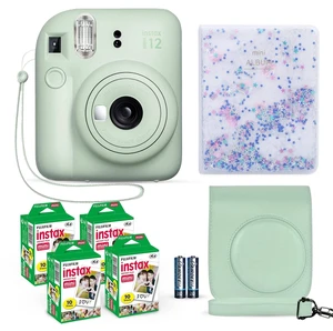 Instax Mini 12 Instant Camera Mint Green + Fuji Film Value Pack (40 Sheets) + Shutter Accessories Bundle, Incl. Compatible Carrying Case, Quicksand Beads Photo Album 64 Pockets Instax Mini 12 Instant Camera Mint Green + Fuji Film Value Pack (40 Sheets) + Shutter Accessories Bundle, Incl. Compatible Carrying Case, Quicksand Beads Photo Album 64 Pockets