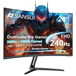 24 Inch Curved 240Hz Gaming Monitor FHD 1080P, 1500R Curved Computer Monitor, 124%sRGB, 3000:1 Contrast Ratio, HDR, FreeSync, MPRT 1Ms, Low Blue Light, HDMI DP ports.(ES-G24C1 PRO DP Cable Incl) 24 Inch Curved 240Hz Gaming Monitor FHD 1080P, 1500R Curved Computer Monitor, 124%sRGB, 3000:1 Contrast Ratio, HDR, FreeSync, MPRT 1Ms, Low Blue Light, HDMI DP ports.(ES-G24C1 PRO DP Cable Incl)