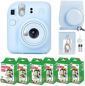 Instax Mini 12 Instant Camera Pastel Blue & 60 Fuji Film Sheets Bundle with Sturdy Tiger Accessories, Carrying Case and 64-Pocket Photo Album Instax Mini 12 Instant Camera Pastel Blue & 60 Fuji Film Sheets Bundle with Sturdy Tiger Accessories, Carrying Case and 64-Pocket Photo Album